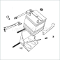 Preview: Batteriehalterung (Edelstahl + pulverbesch.) m. Limareglerhalter, 2CV / AK